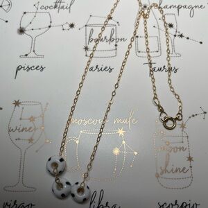 Dainty Gold Choker Necklace with White and Black Accents